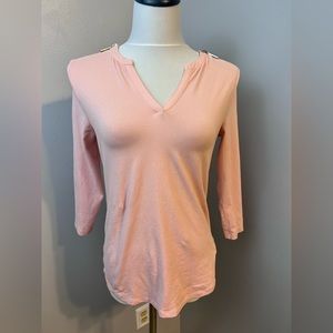Michael Kors pink top with silver shoulder zippers size small